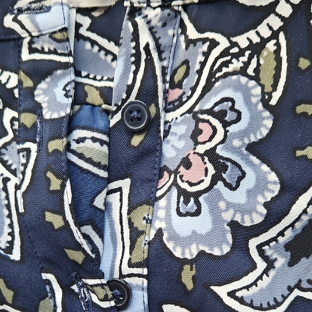 LOFT Navy Floral Long Sleeve Dress - Picture 6 of 7